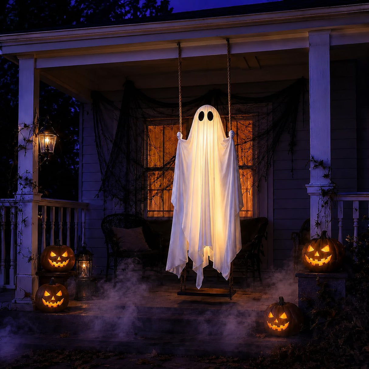 LED Swinging Ghost Halloween Decoration
