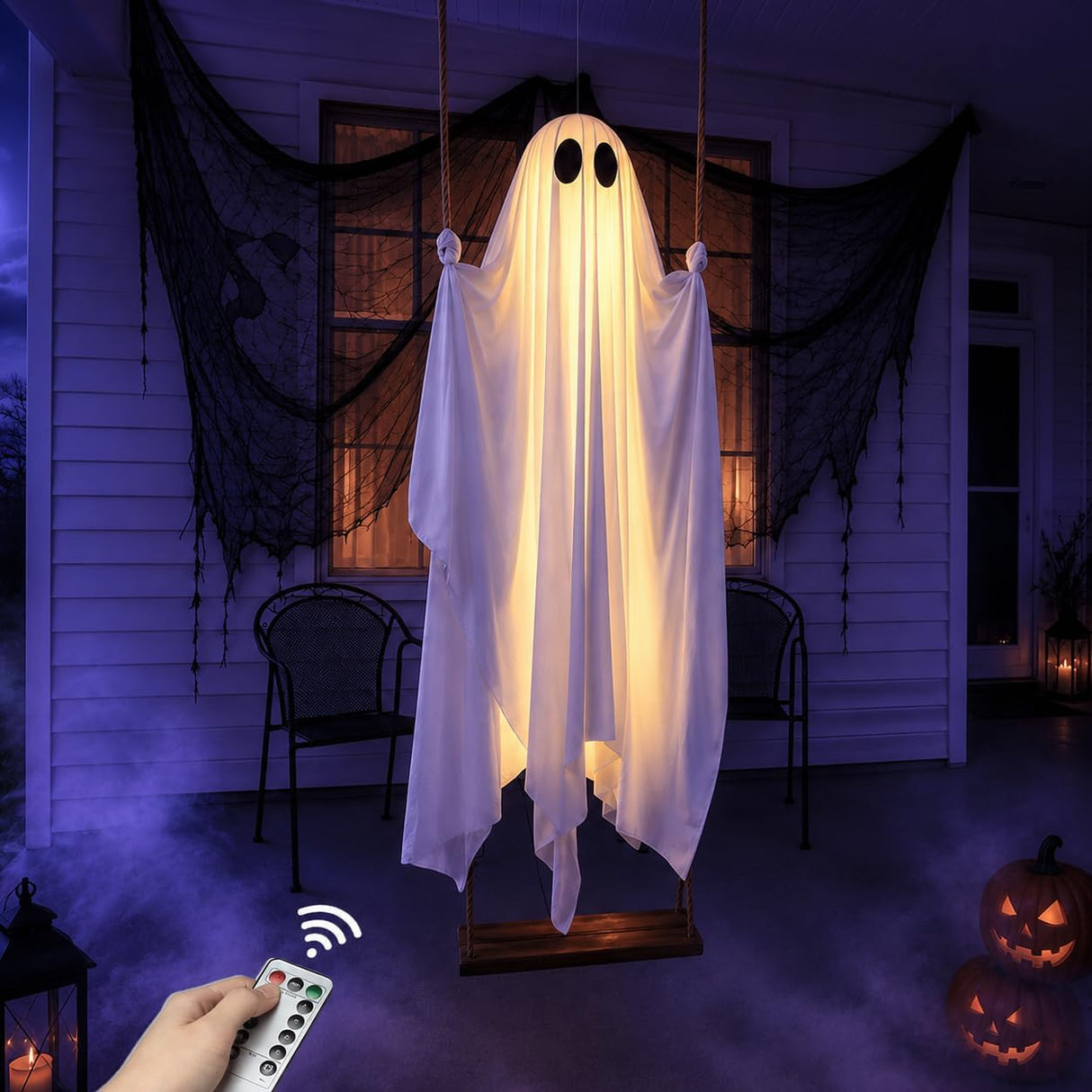 LED Swinging Ghost Halloween Decoration