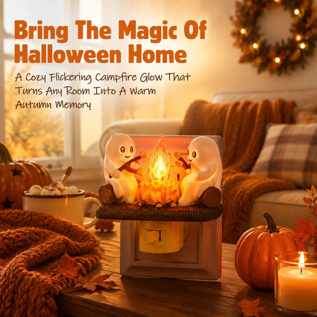 Ghost Campfire Halloween Plug-In Night Light