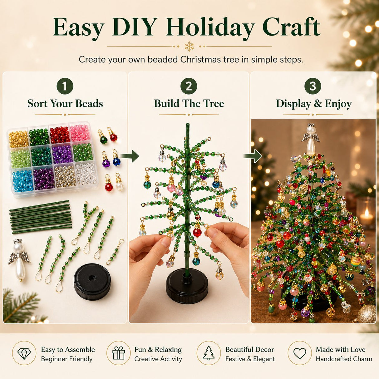 DIY Beaded Holiday Tree Craft Kit