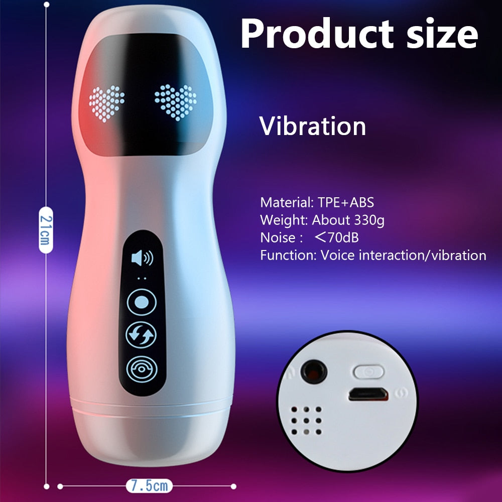Men's Voice Interaction Smart Warming Peristaltic Strong Shock Masturbation Cup