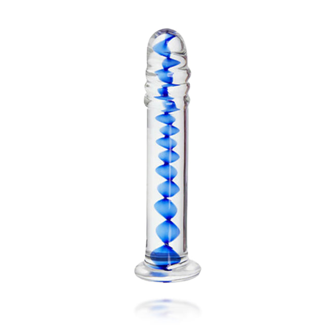 Frozen Sapphire Spiral Glass Dildo 6.18 Inch