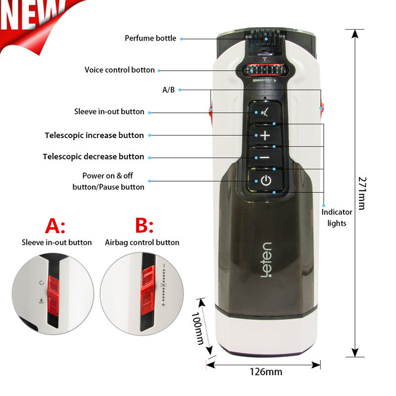 Leten Future Pro 708 1ST Generations 1st Pro 10 Powerful Vibrating Sucking Men Sex Toys with Rotating Heating Function