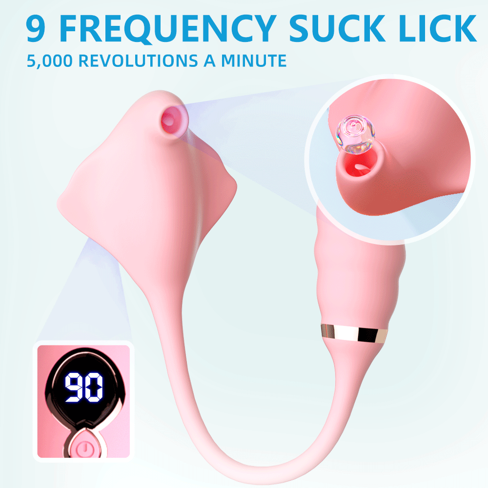 Manta Sex Toys Fish Shape 2 in 1 Vibration and Tongue Licking for Women Dildo Telescopic Vibrator