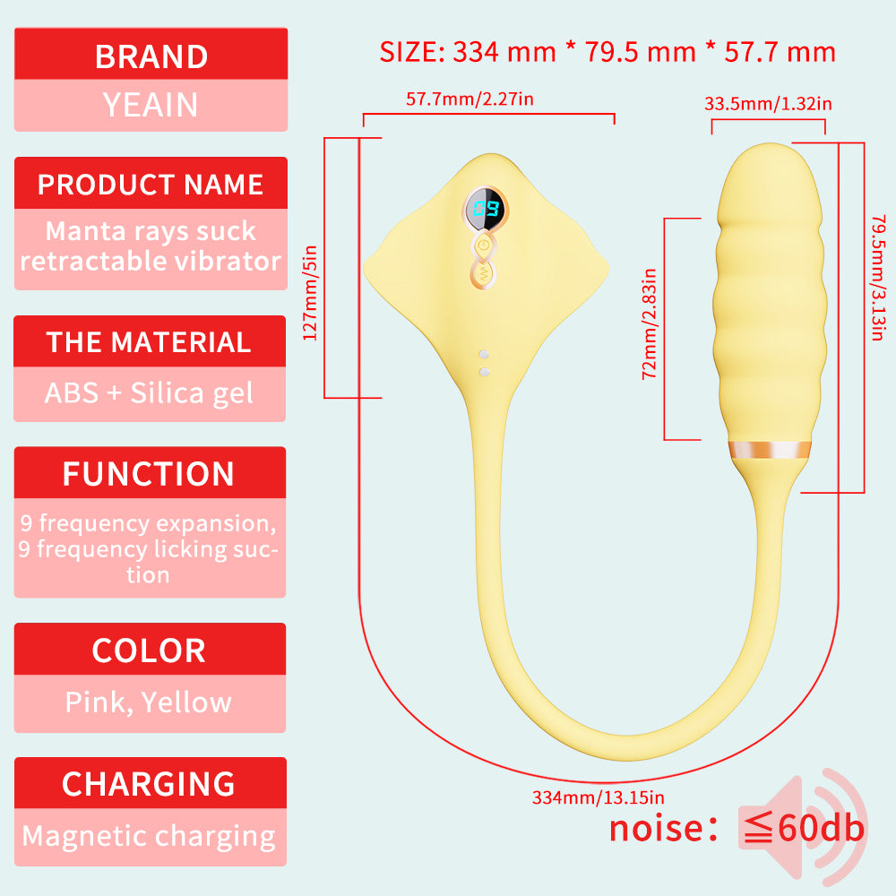 Manta Sex Toys Fish Shape 2 in 1 Vibration and Tongue Licking for Women Dildo Telescopic Vibrator