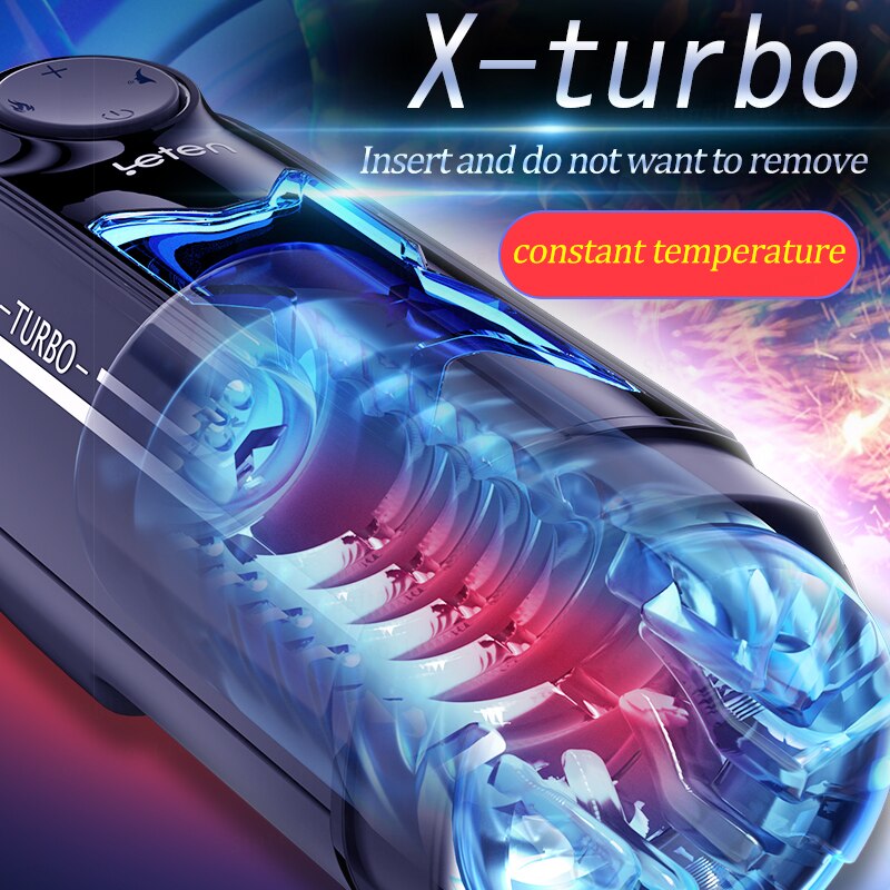 Leten Fury 10 Telescoping Vibration Intelligent Chip Control Men Sex Toys with Moaning & Heating Function