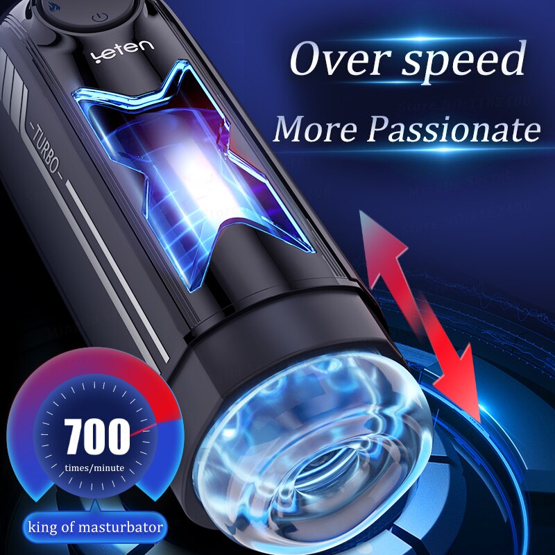 Leten Fury 10 Telescoping Vibration Intelligent Chip Control Men Sex Toys with Moaning & Heating Function