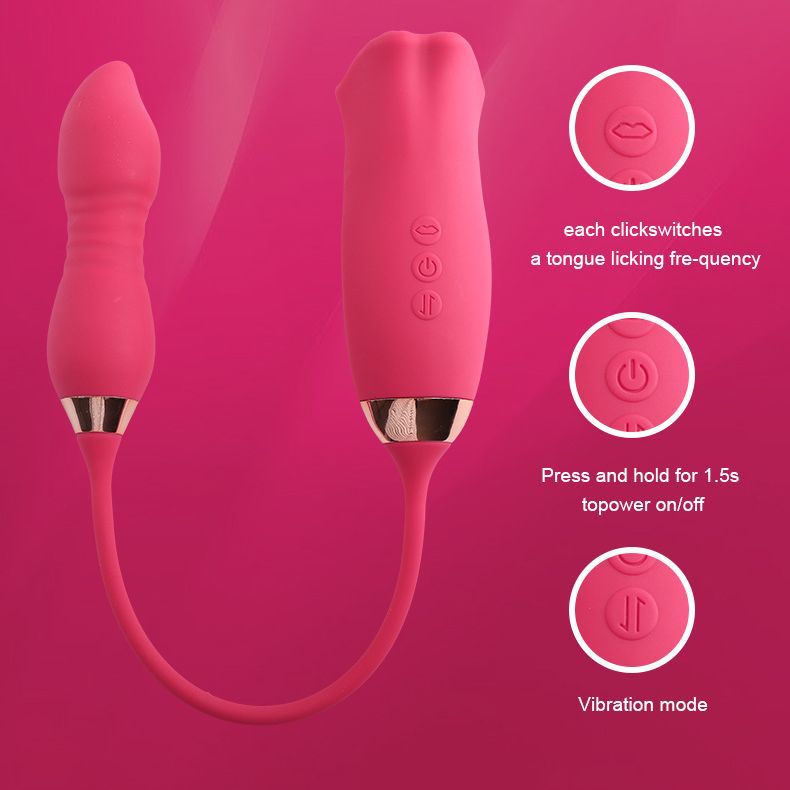 Red Lips Vibrator Tongue Sucking Female Masturbator