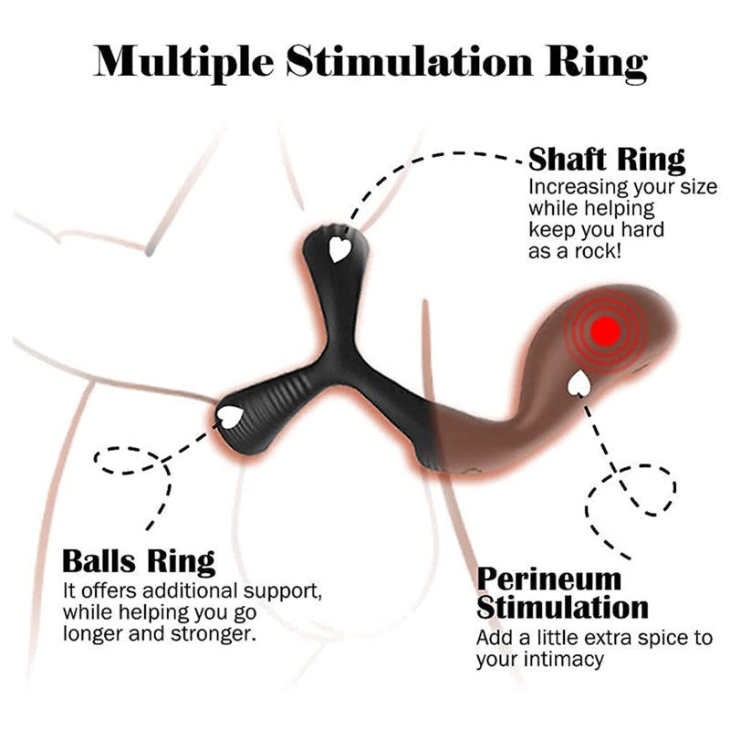 10 Vibrations, 3 in 1 Vibrating Penis Rings