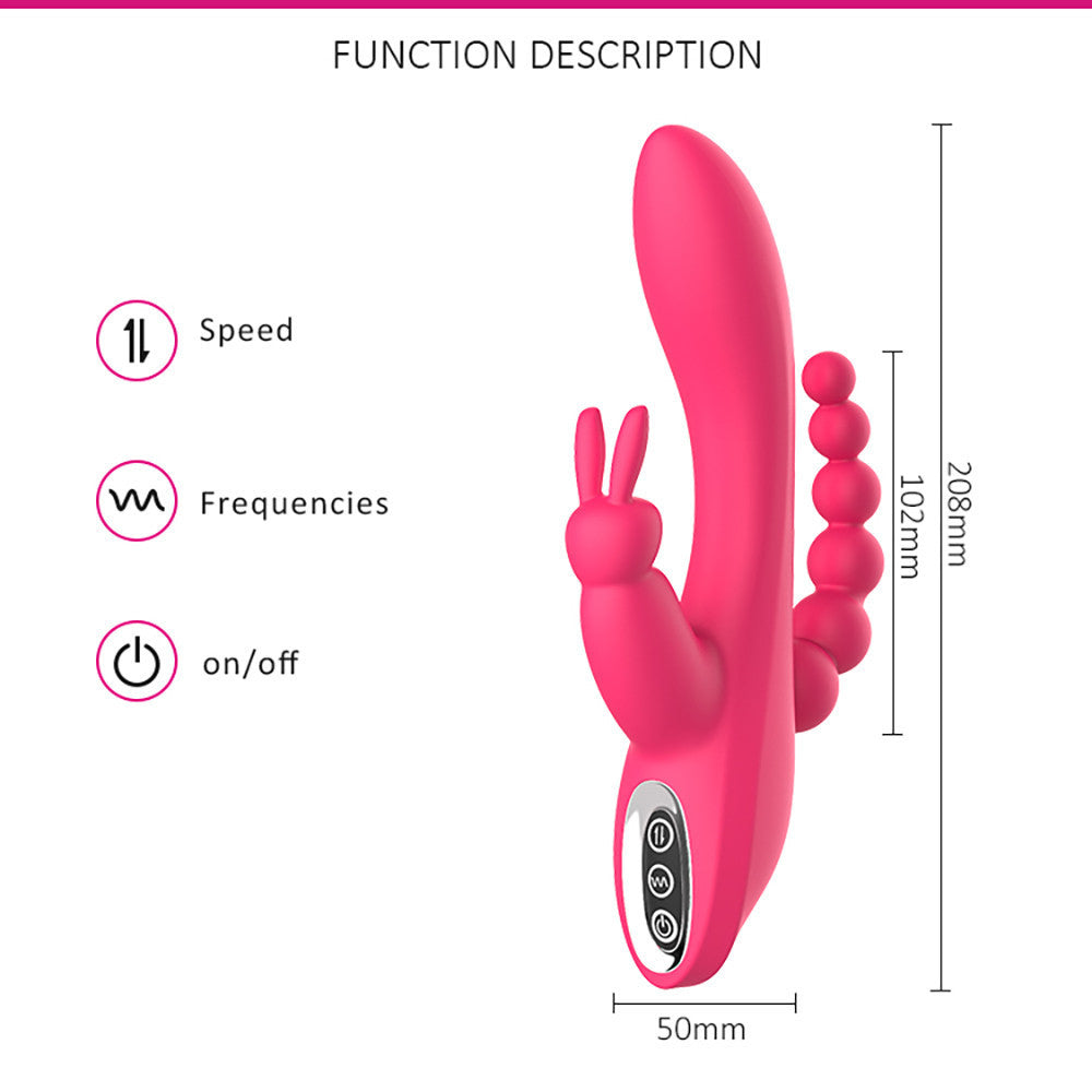 Double-Headed 3-Point Multi-Frequency Vibrating Masturbator