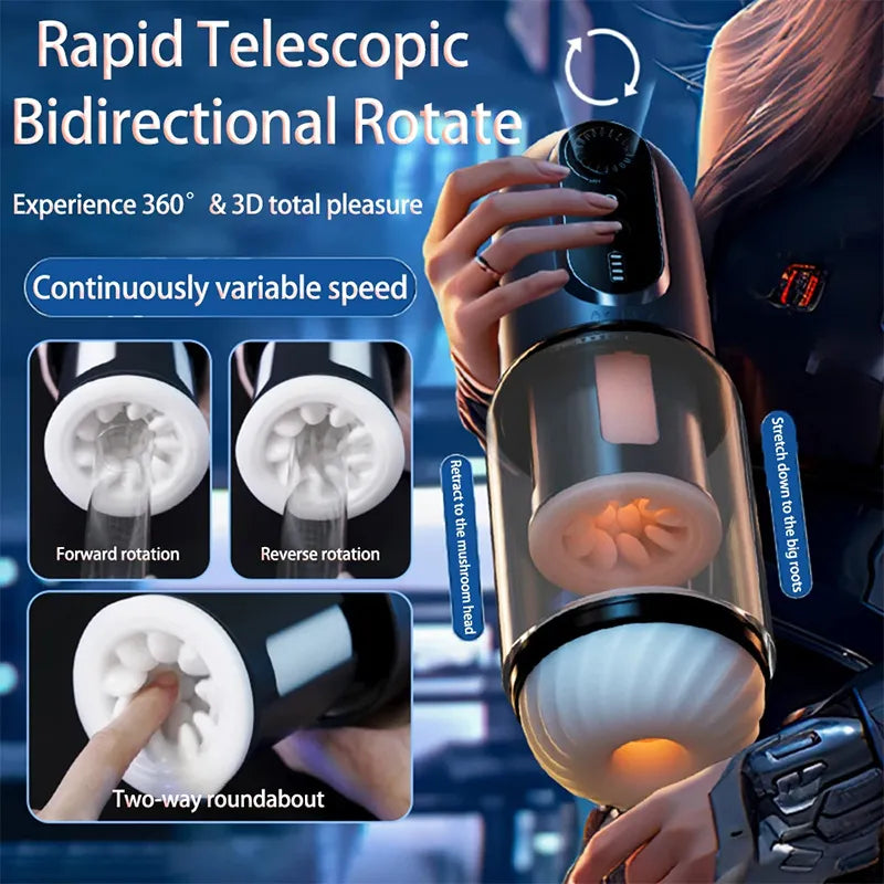 Powerful Vacuum Suction Blowjob High-Speed Piston Telescopic Rotating Male Airplane Cup