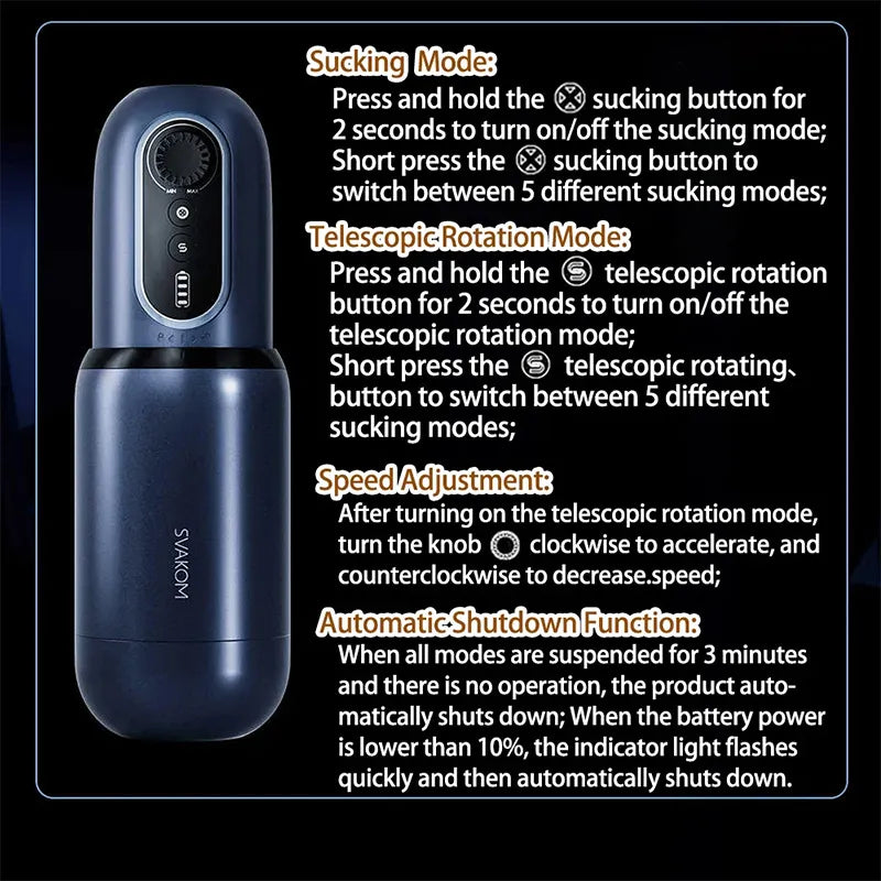 Powerful Vacuum Suction Blowjob High-Speed Piston Telescopic Rotating Male Airplane Cup