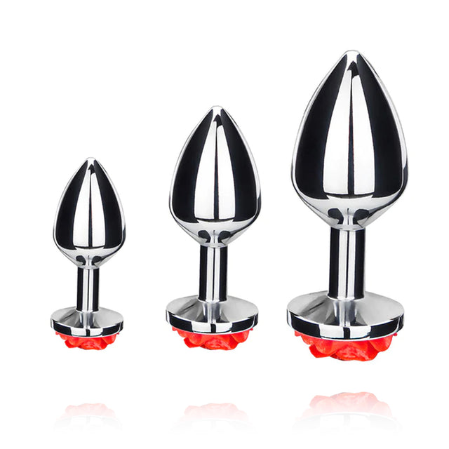 Rose Metal Butt Plug | Silver Small Anal Plug Sex Toys