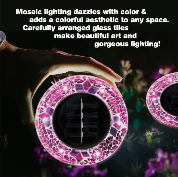 Solar Mosaic LED Waterproof Lawn Light 4 Pack