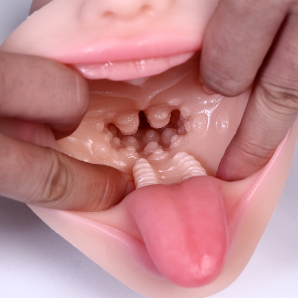Pocket Pussy Soft Tongue Face Blowjob Portable Pussy 8.1-Inch