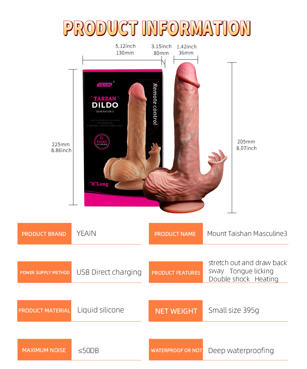 Tarzan III Penis-Premium Suction Cup Rabbit Double G Dildo For Premium Machine
