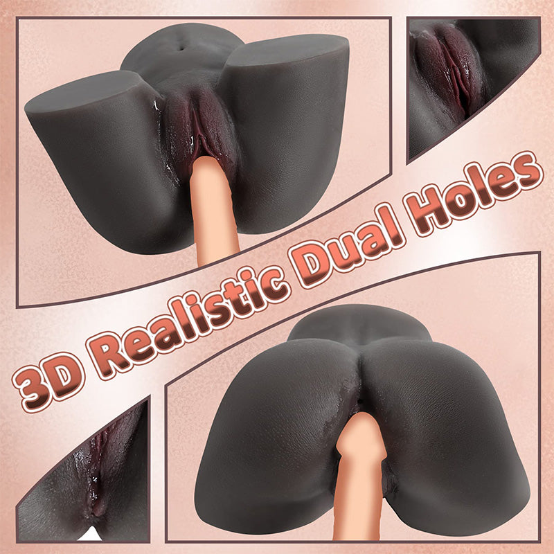 Dark Brown Life Size Realistic Butt 3D Realistic Textured Male Stroker