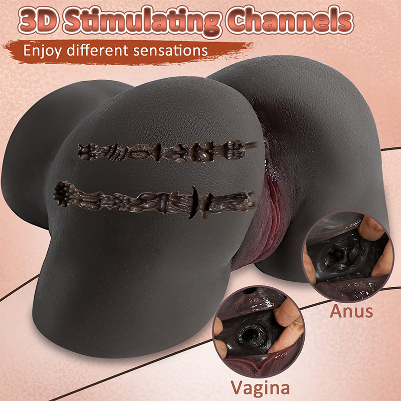 Dark Brown Life Size Realistic Butt 3D Realistic Textured Male Stroker
