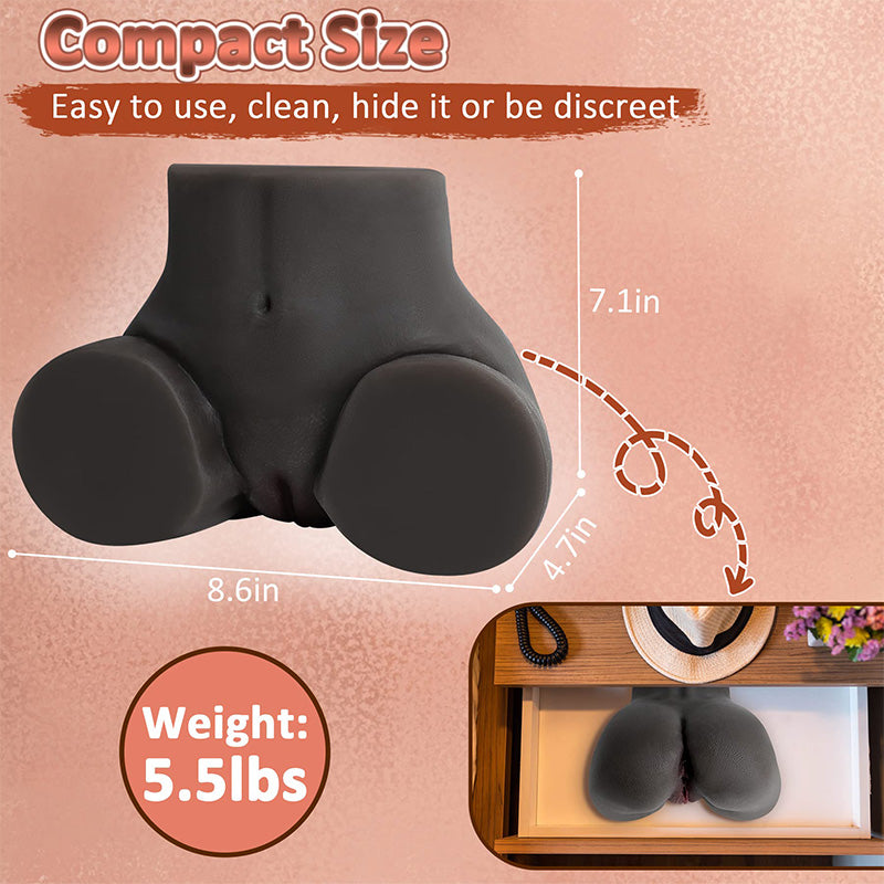 Dark Brown Life Size Realistic Butt 3D Realistic Textured Male Stroker