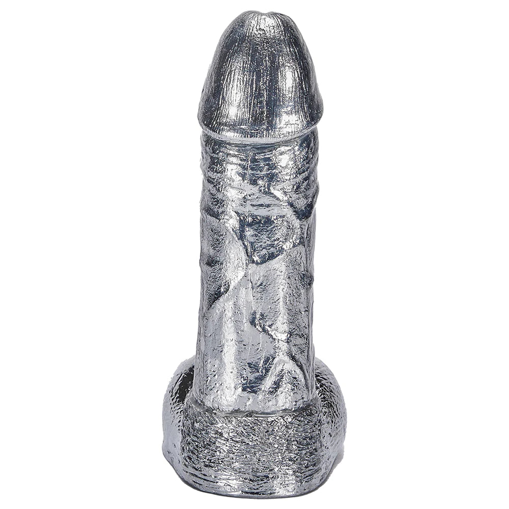 6.8-Inch Alloy Silver Pussy Anus Stimulation Dildo