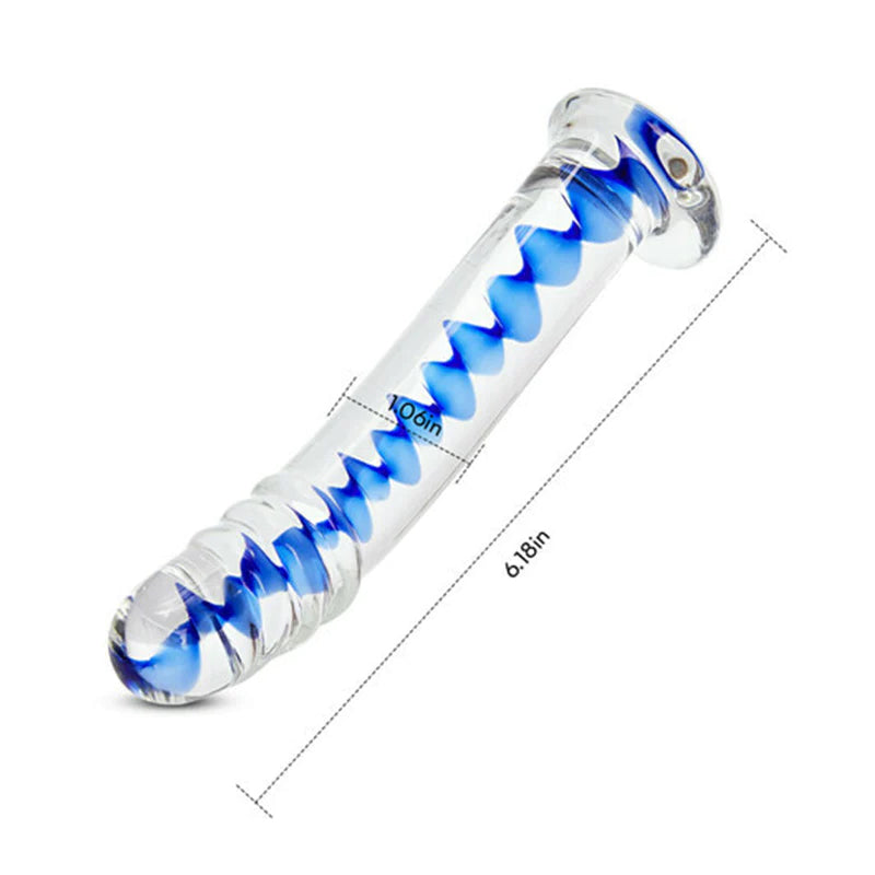 Frozen Sapphire Spiral Glass Dildo 6.18 Inch