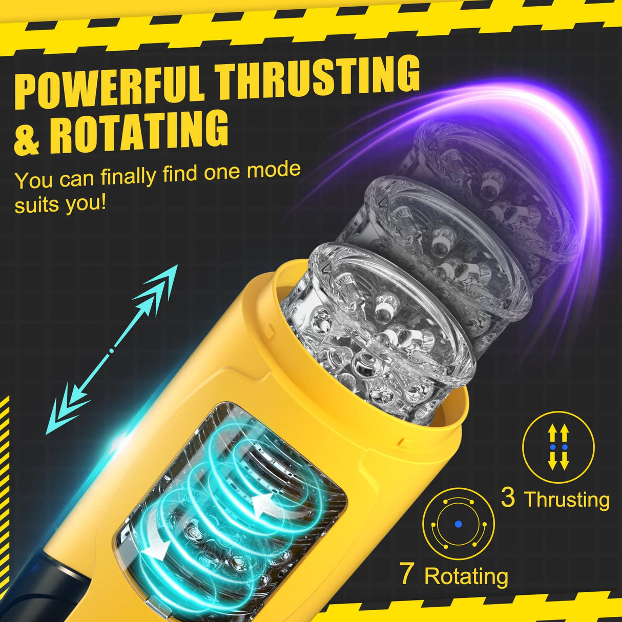 Dark Night Mens Masturbator - 7 Thrust Rotation Mode Sex Toy