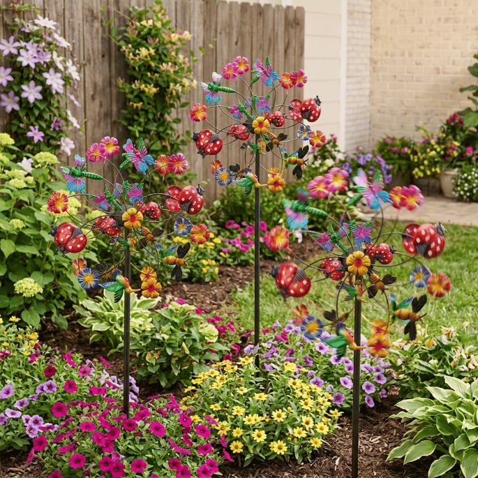☀️🌀Outdoors Wind Spinners with Decorative Flowers🌸