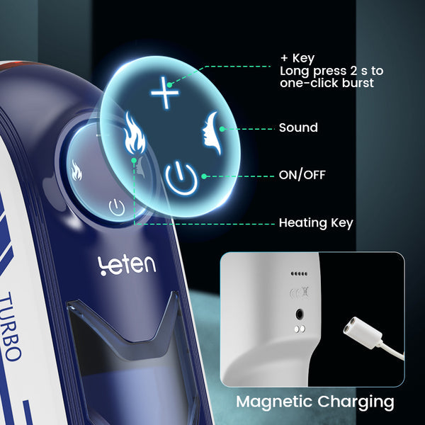 Leten Fury 10 Telescoping Vibration Intelligent Chip Control Men Sex Toys with Moaning & Heating Function