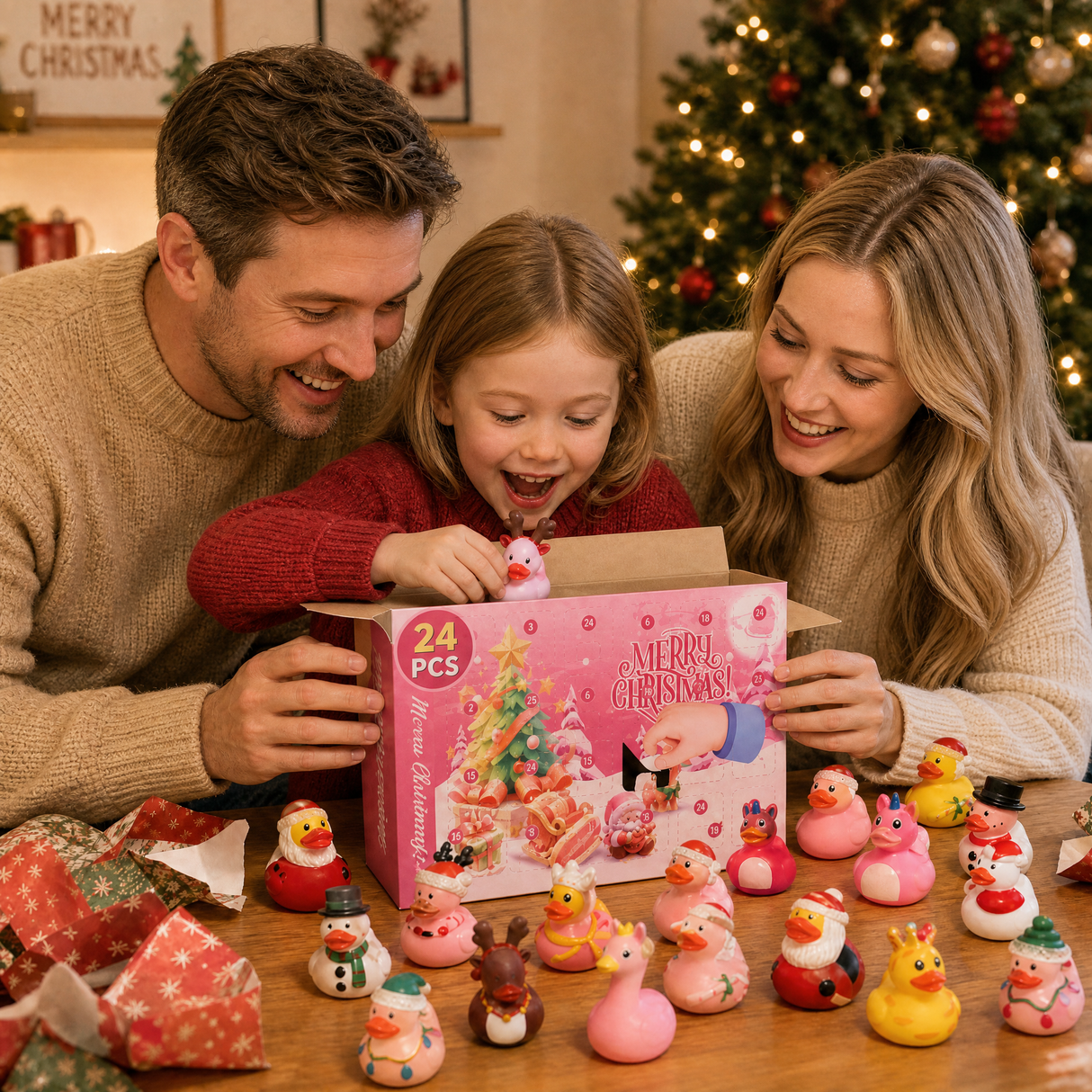 🎅24 Pcs Countdown Christmas Rubber Ducks Advent Calendar