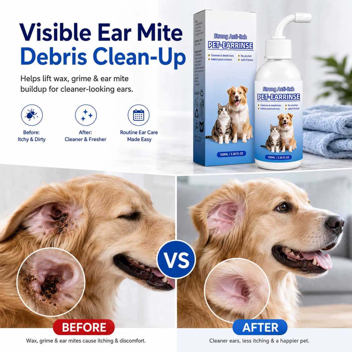 Gentle Pet Ear Cleansing Solution – 2 Pack