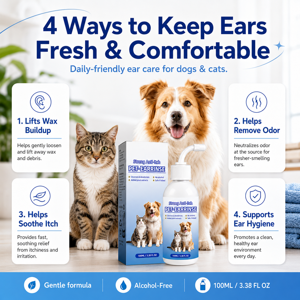 Gentle Pet Ear Cleansing Solution – 2 Pack