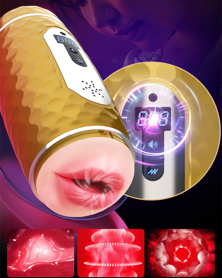 Vibrating Pocket Pussy With Screen Display Counting Heating Blowjob-2