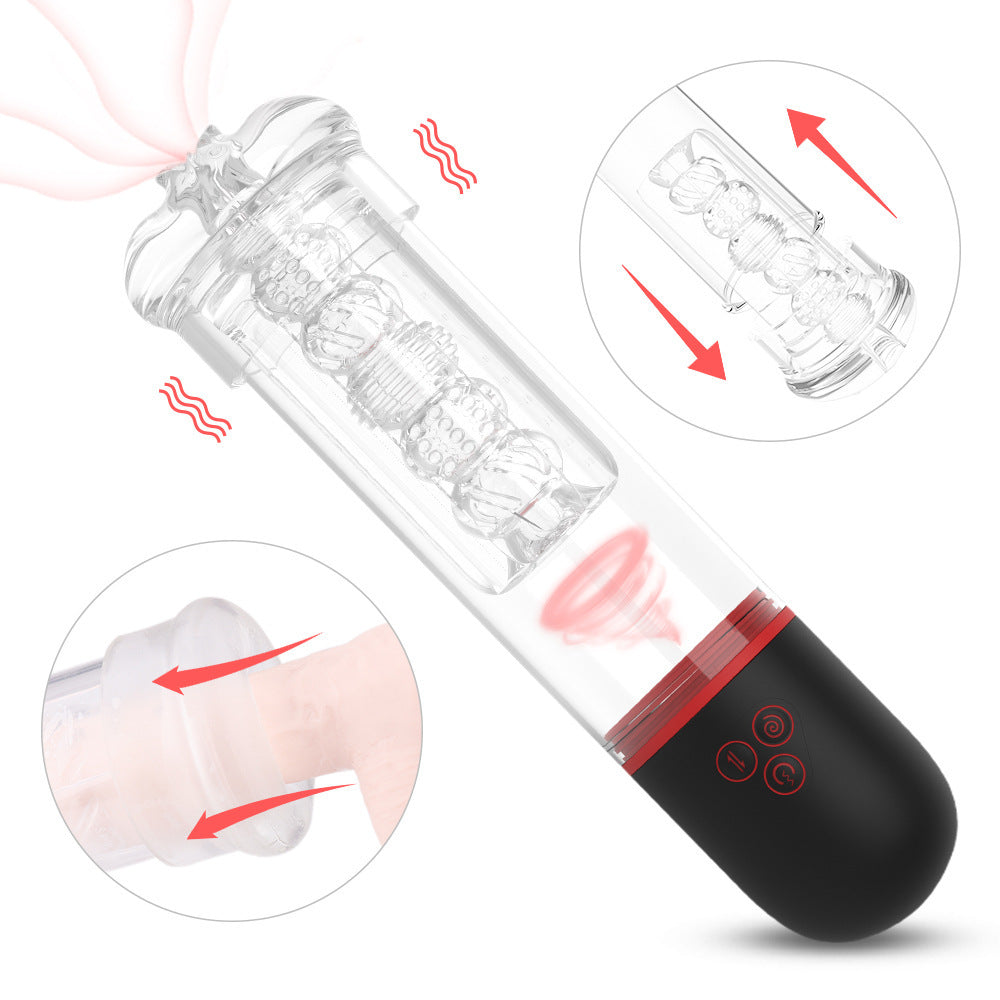Solosonic Penis Pump Penis Enlarger Extender with 9 Vibration Sucking Manual Penis Vacuum Pump