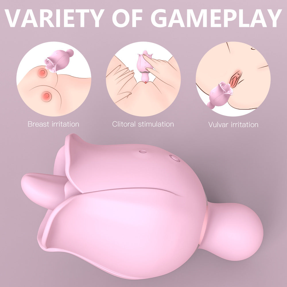 9 Frequency Rose Vibrators Vibrating Tongue Clitoris Stimulator