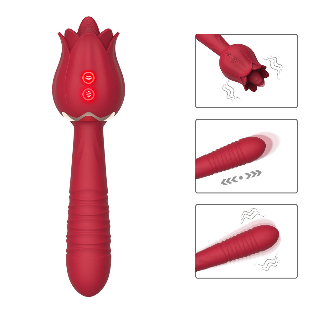 The Rose Vibrator for Women Tongue Licking Retractable Vibrating Egg
