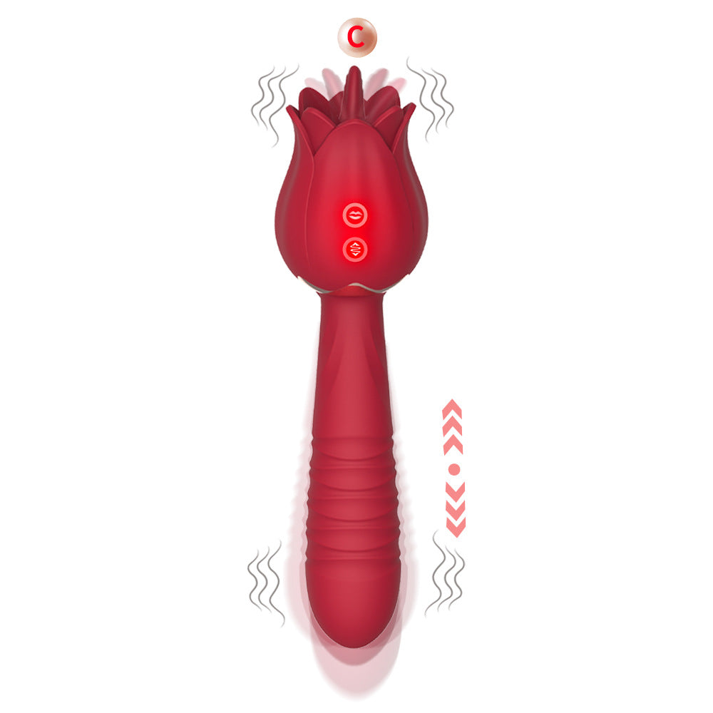 The Rose Vibrator for Women Tongue Licking Retractable Vibrating Egg
