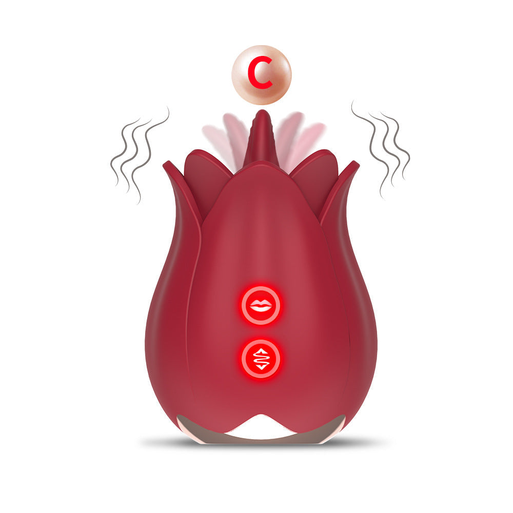 Rose Petal Vibrator - 7 Tongue Licking Modes Clit & Nipples Sucking