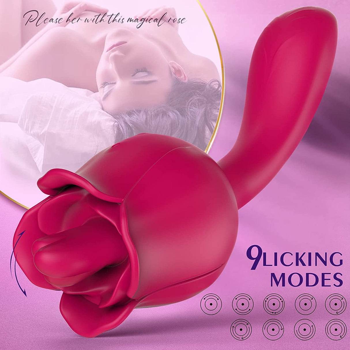 2 In 1 Rose Tongue Licking Female Vibrator