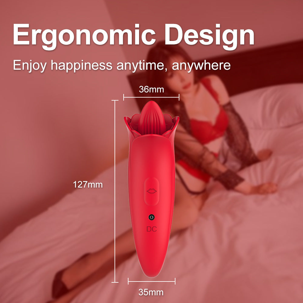 Rose Shaped Vibrating Tongue 5 Frequency Massage Rose Vibrator