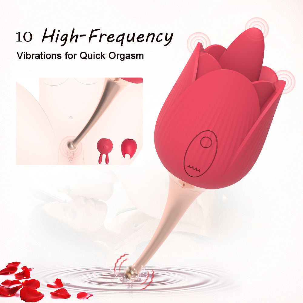 2 Motors & 10 Vibrations Rose Suction Vibrator Masturbation Massager