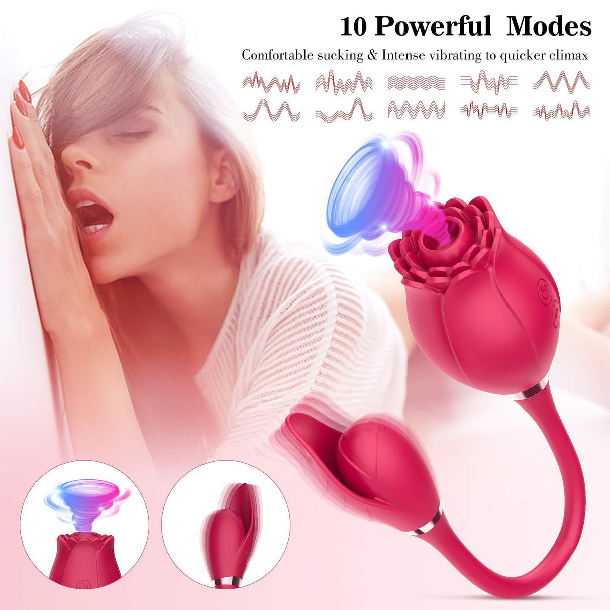 Rose Sucking Vibrator Toy for Women with Vibrating Egg