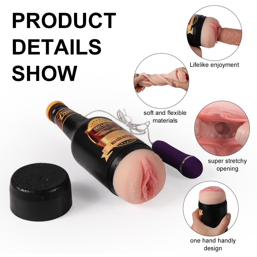 Electric Beer Bottle Masturbator Cup Wired Remote Control Blowjob Toy-3