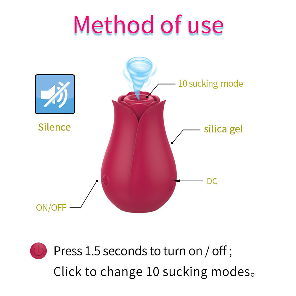 Female Masturbation Rose Vibrator | Vibrating Suction Rose Sex Toys