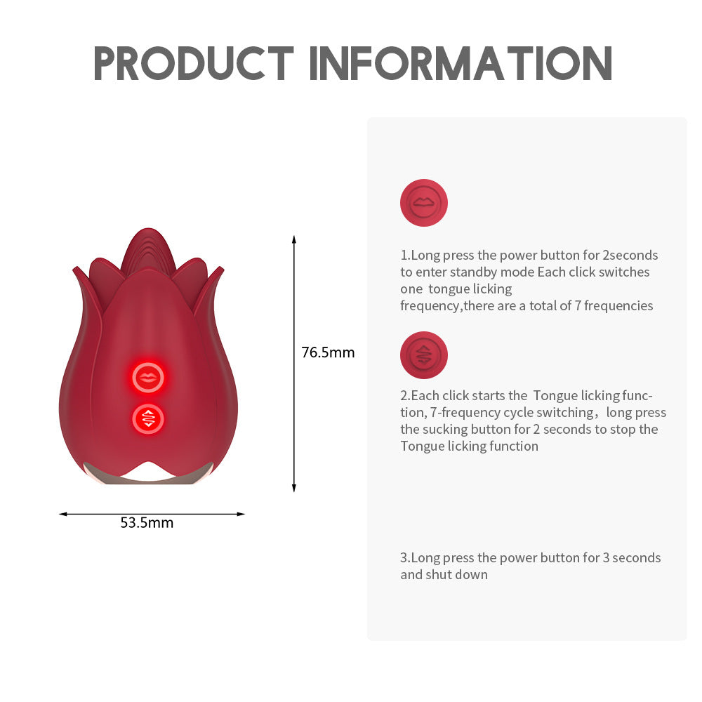 Rose Petal Vibrator - 7 Tongue Licking Modes Clit & Nipples Sucking