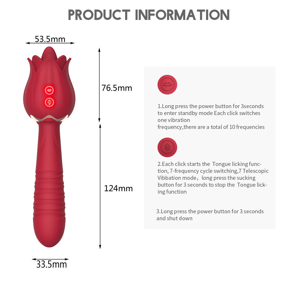The Rose Vibrator for Women Tongue Licking Retractable Vibrating Egg