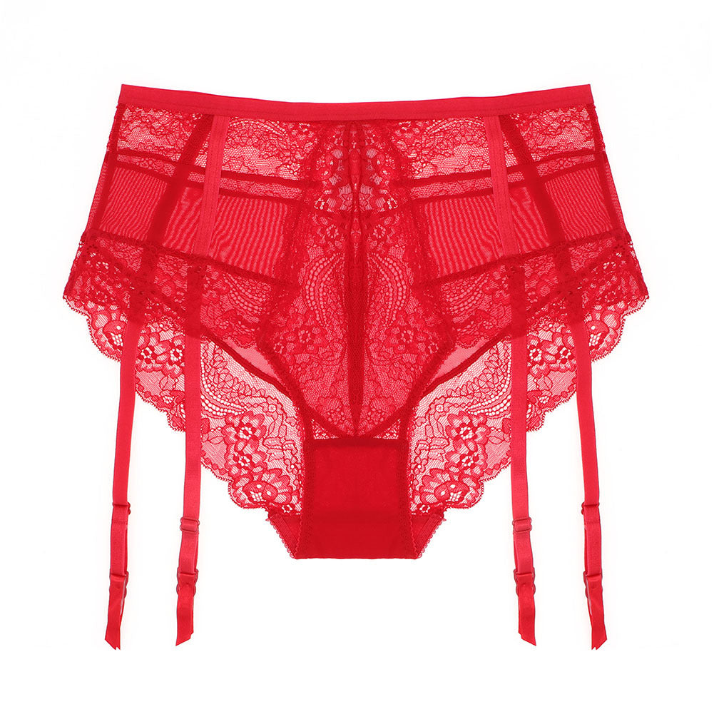 High Waist Sexy Sheer Lace Suspender Panties