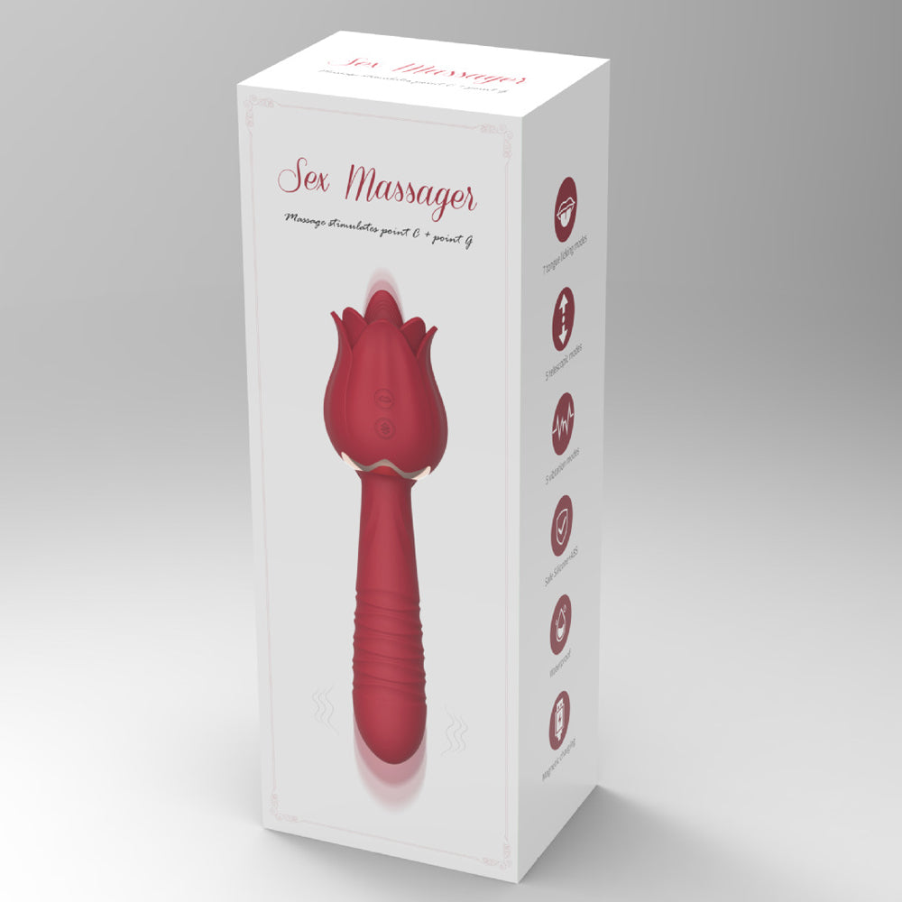 The Rose Vibrator for Women Tongue Licking Retractable Vibrating Egg