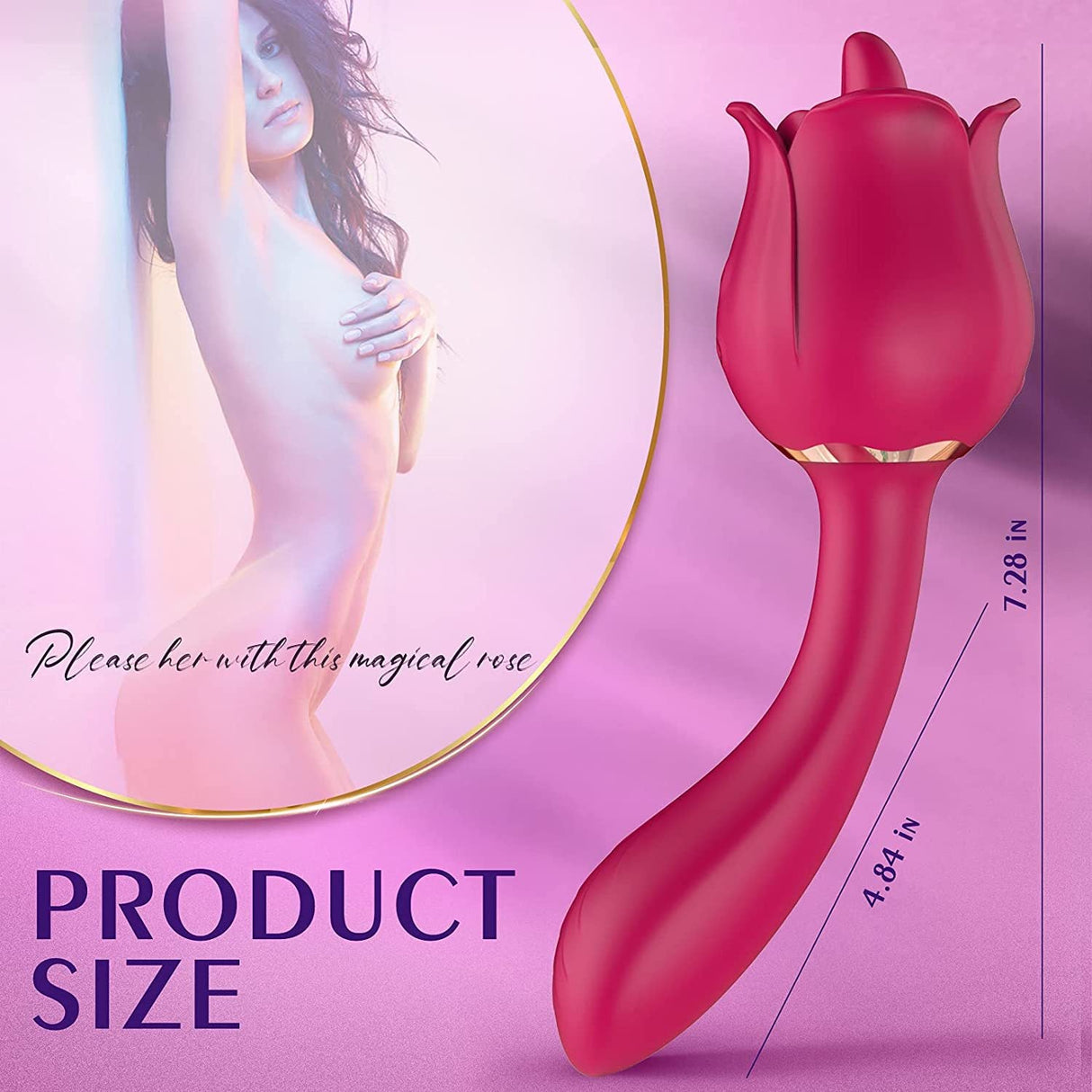 2 In 1 Rose Tongue Licking Female Vibrator