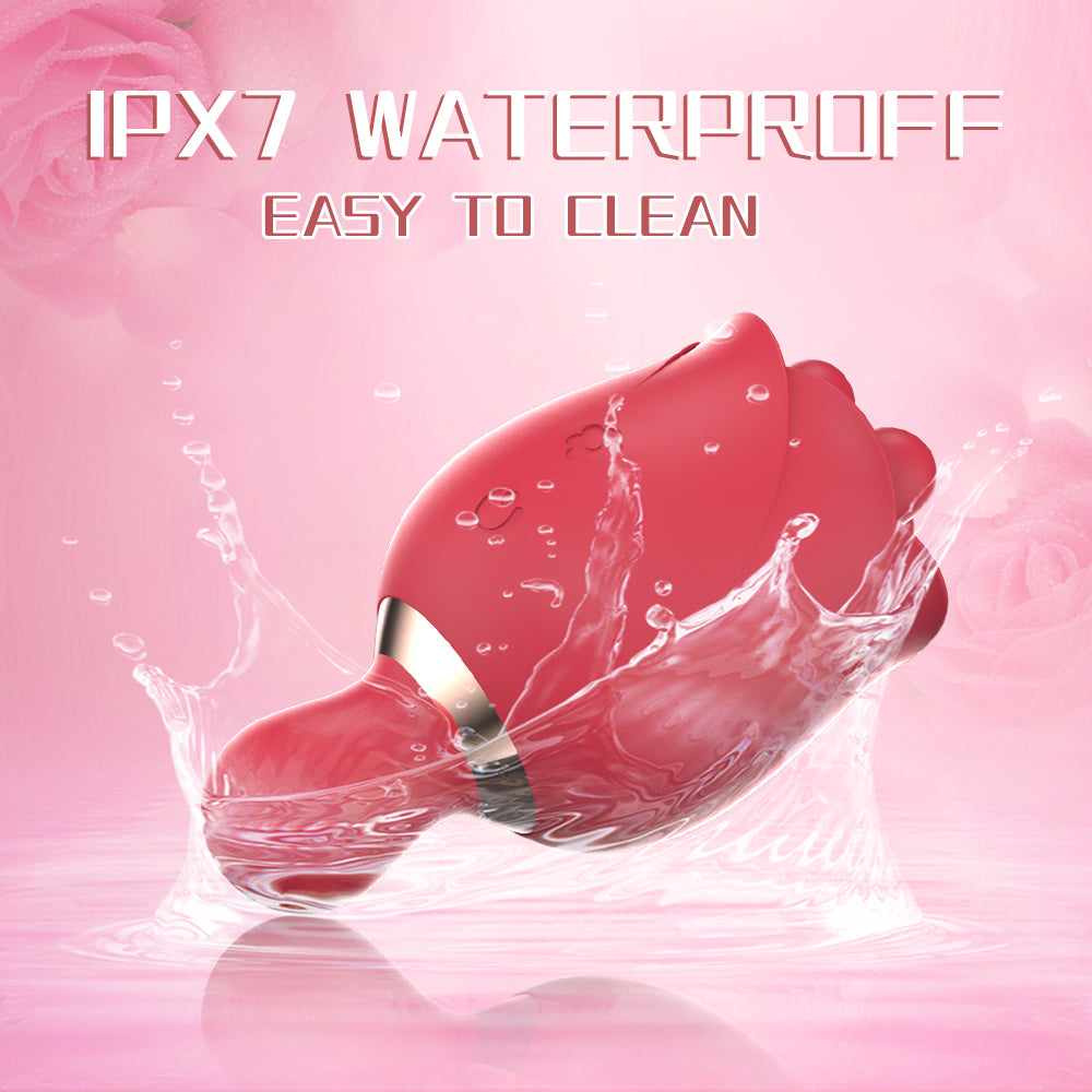 2 in 1 Rose Sex Toy for Women Clit Tongue Licking Rose Vibrator