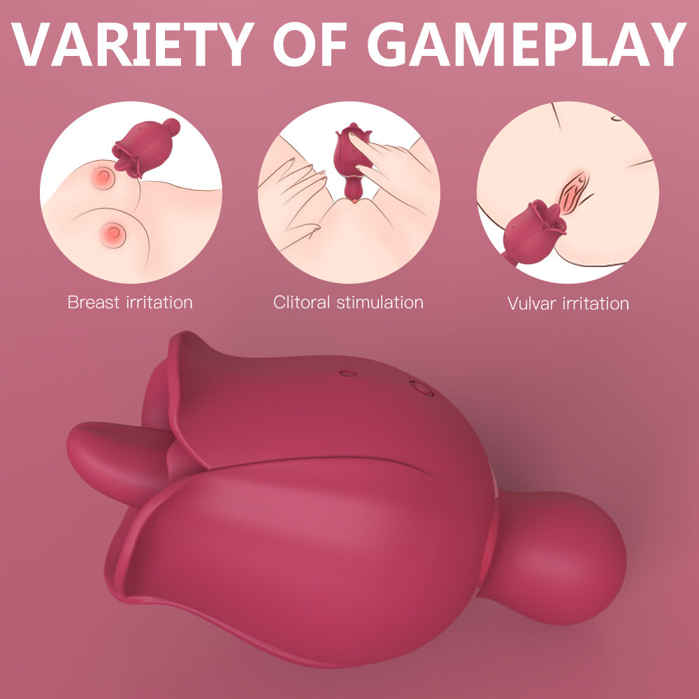 9 Frequency Rose Vibrators Vibrating Tongue Clitoris Stimulator